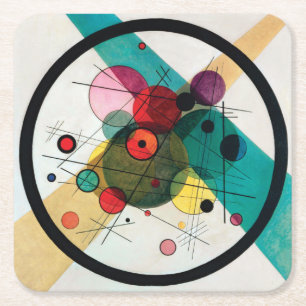 Porta-copo De Papel Quadrado Círculos em um Círculo por Wassily Kandinsky