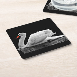 Porta-copo De Papel Quadrado Cisne branca no lago