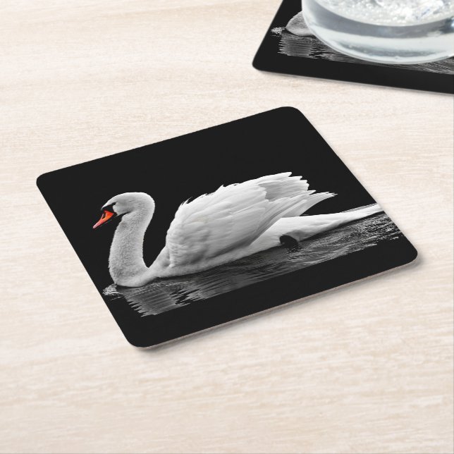Porta-copo De Papel Quadrado Cisne branca no lago (Inclinado)