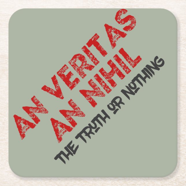 Porta-copo De Papel Quadrado Citação da Verdade em Latim (Frente)