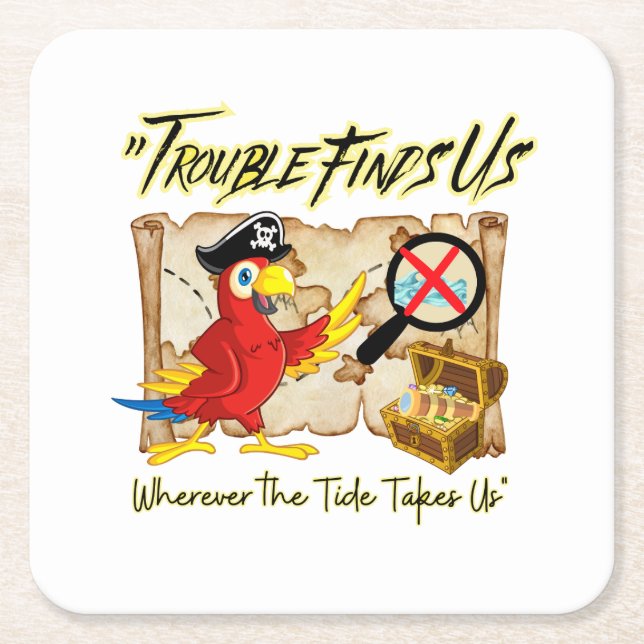 Porta-copo De Papel Quadrado citação de papagaio-pirata (Frente)