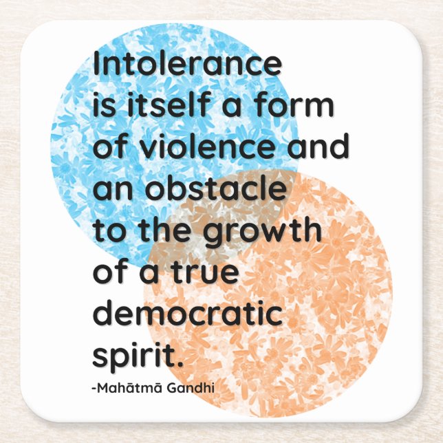 Porta-copo De Papel Quadrado Citações Democráticas de Mahatma Gandhi (Frente)