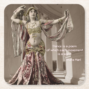 Porta-copo De Papel Quadrado Citações do dançarino de Bellydance do vintage 