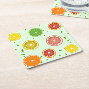 Porta-copo De Papel Quadrado Citrino tropical SUMMER Laranja limão fina