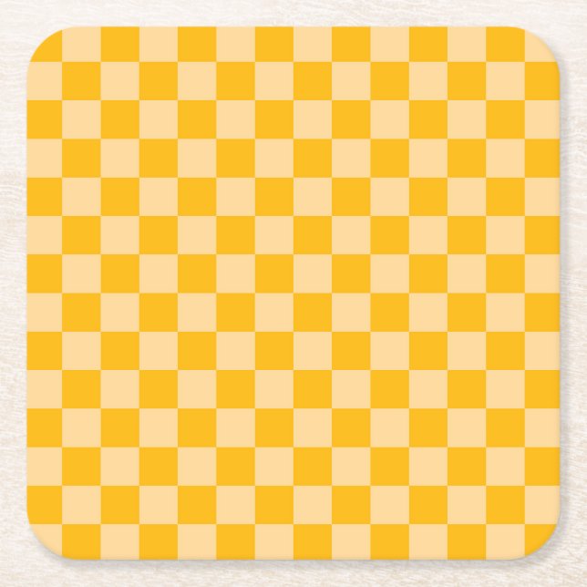 Porta-copo De Papel Quadrado Citrus cream checkered board pattern (Frente)