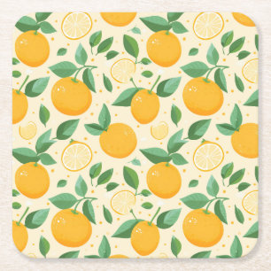 Porta-copo De Papel Quadrado Citrus limon yellow tropical fruta