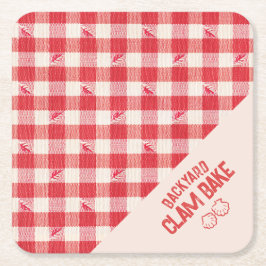 Porta-copo De Papel Quadrado Clambake Casual Seafood Party Gingham Xadrez