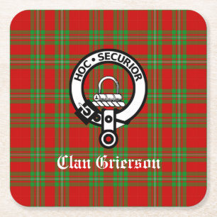 Porta-copo De Papel Quadrado Clan Grierson Crest Crachá e Tartan