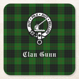 Porta-copo De Papel Quadrado Clan Gunn Crest Crachá e Porta copos de papel Tart