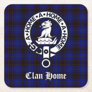 Porta-copo De Papel Quadrado Clan Home Crest Crachá e Tartan