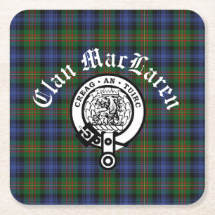 Porta-copo De Papel Quadrado Clan MacLaren Crest Crachá e Tartan personalizável