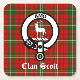 Porta-copo De Papel Quadrado Clan Scott Crest Crachá e Tartan
