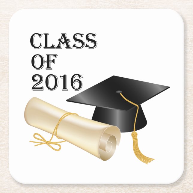 Porta-copo De Papel Quadrado Classe de 2016 (Frente)