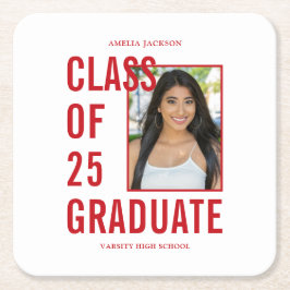 Porta-copo De Papel Quadrado Classe De 25 Festa de formatura Festiva De Fotogra