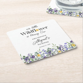 Porta-copo De Papel Quadrado Classic Blue Our Little Wildflower 1st Birthday