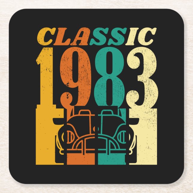 Porta-copo De Papel Quadrado Clássico 1983 42º Aniversário (Frente)