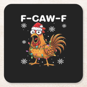 Porta-copo De Papel Quadrado Clássico Galo de Natal F-Caw-F Engraçado