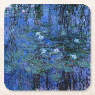 Porta-copo De Papel Quadrado Claude Monet Blue Water Lily