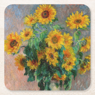 Porta-copo De Papel Quadrado Claude Monet - Buquê de Girassóis