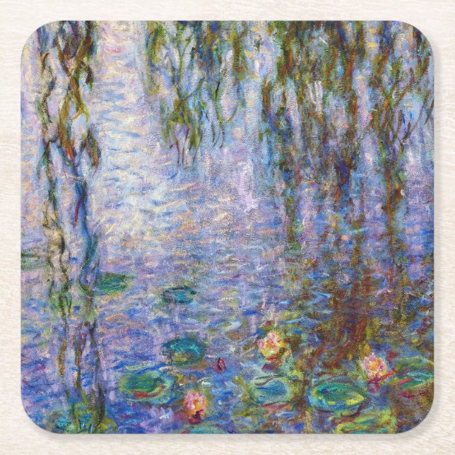 Porta-copo De Papel Quadrado Claude Monet - Lírios Hídricos (Frente)