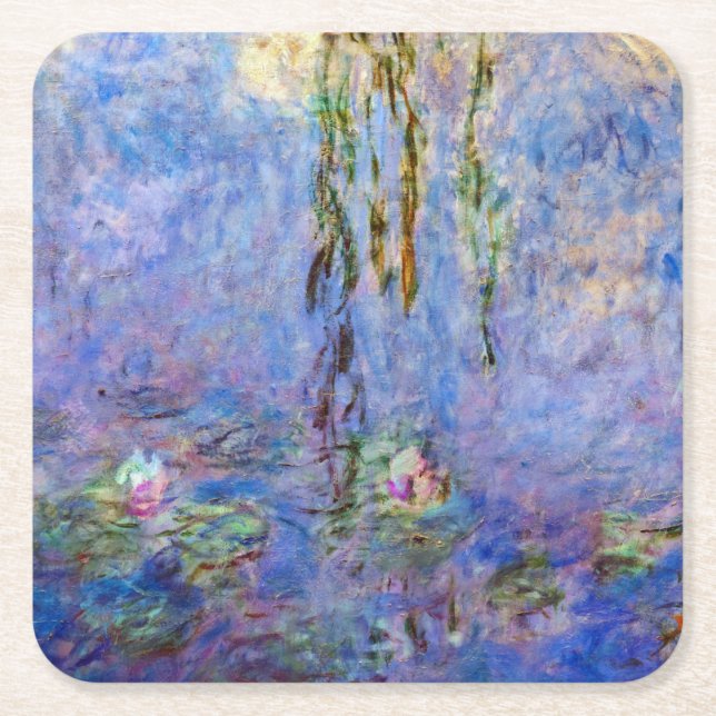Porta-copo De Papel Quadrado Claude Monet - Lírios Hídricos (Frente)