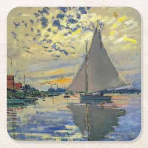 Porta-copo De Papel Quadrado Claude Monet - Navio de vela no Le Petit-Gennevill