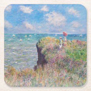 Porta-copo De Papel Quadrado Claude Monet - Passeio na Falésia em Pourville
