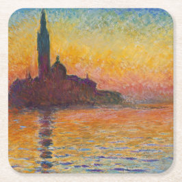 Porta-copo De Papel Quadrado Claude Monet - San Giorgio Maggiore em Dusk
