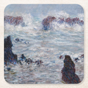 Porta-copo De Papel Quadrado Claude Monet - Tempestade ao largo da costa de Bel
