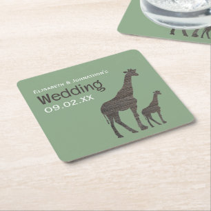 Porta-copo De Papel Quadrado Clay Safari Giraffe, Casamento Russo