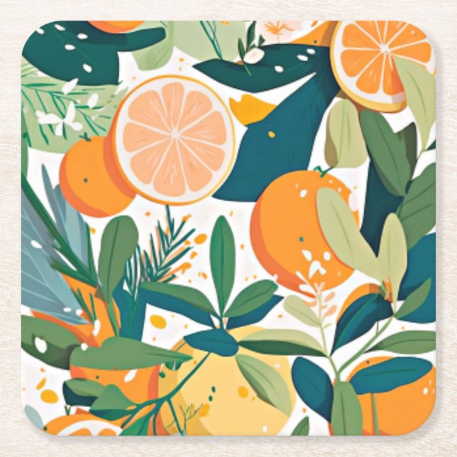 Porta-copo De Papel Quadrado Clementina mandarina (Frente)