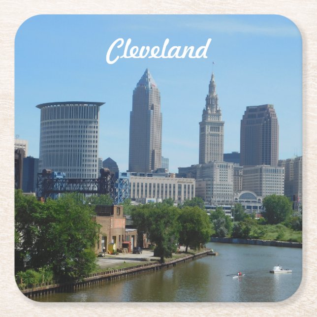 Porta-copo De Papel Quadrado Cleveland River View (Frente)