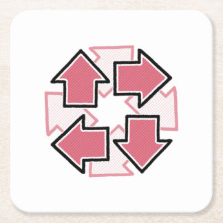 Porta-copo De Papel Quadrado Clockwise Arrows Minimal Geometric Red