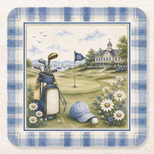 Porta-copo De Papel Quadrado Clube Country Blue Teddy Bear Golfe