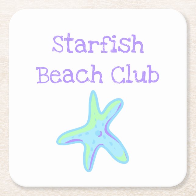Porta-copo De Papel Quadrado Clube da Praia Starfish (Frente)