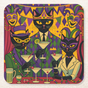 Porta-copo De Papel Quadrado Clube de Martini do Gato Preto Carnaval Futurista