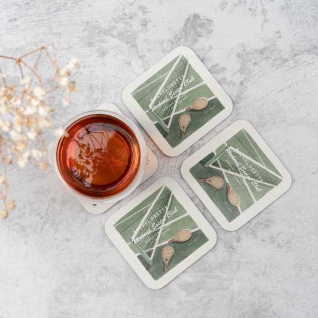 Porta-copo De Papel Quadrado Clube de Tênis | Futura Noiva (Criador carregado)