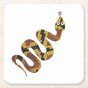 Porta-copo De Papel Quadrado Cobra Brown e Silhouette Dourada