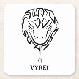 Porta-copo De Papel Quadrado Cobra de Tribal Negro e Branco