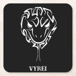 Porta-copo De Papel Quadrado Cobra de Tribal Negro e Branco