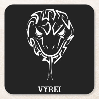 Porta-copo De Papel Quadrado Cobra de Tribal Negro e Branco