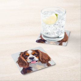 Porta-copo De Papel Quadrado Cocker Spaniel | Pintura de Cachorro Pet
