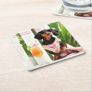 Porta-copo De Papel Quadrado Cocktail Dachshund Drink Coasters