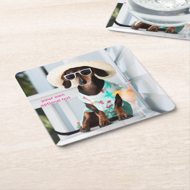 Porta-copo De Papel Quadrado Cocktail Dachshund Drink Coasters (Inclinado)