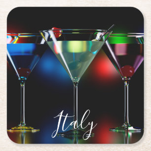 Porta-copo De Papel Quadrado Cocktails diferentes em óculos de martini com luze