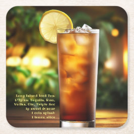 Porta-copo De Papel Quadrado Cocktails Long Island Iced Tea w/Receita 01