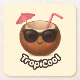 Porta-copo De Papel Quadrado Coco TropiCool - Porta copos divertida de papel de