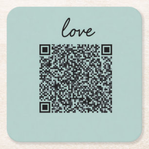Porta-copo De Papel Quadrado Código QR de Amor