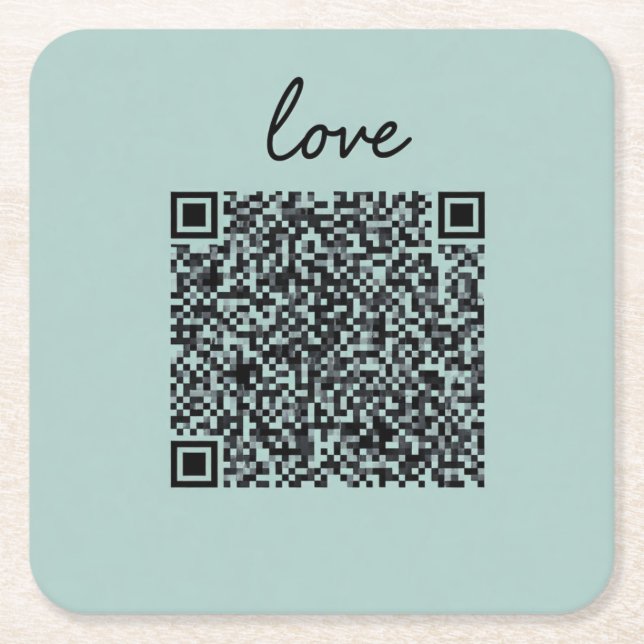Porta-copo De Papel Quadrado Código QR de Amor (Frente)