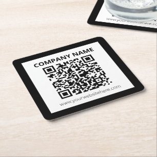Porta-copo De Papel Quadrado Código QR editável e Design personalizável simples